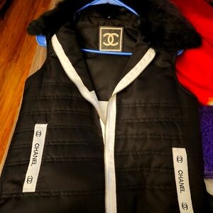 CHANEL REVERSIBLE VEST WITH FUR COLLAR
